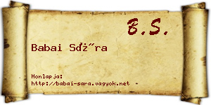 Babai Sára névjegykártya